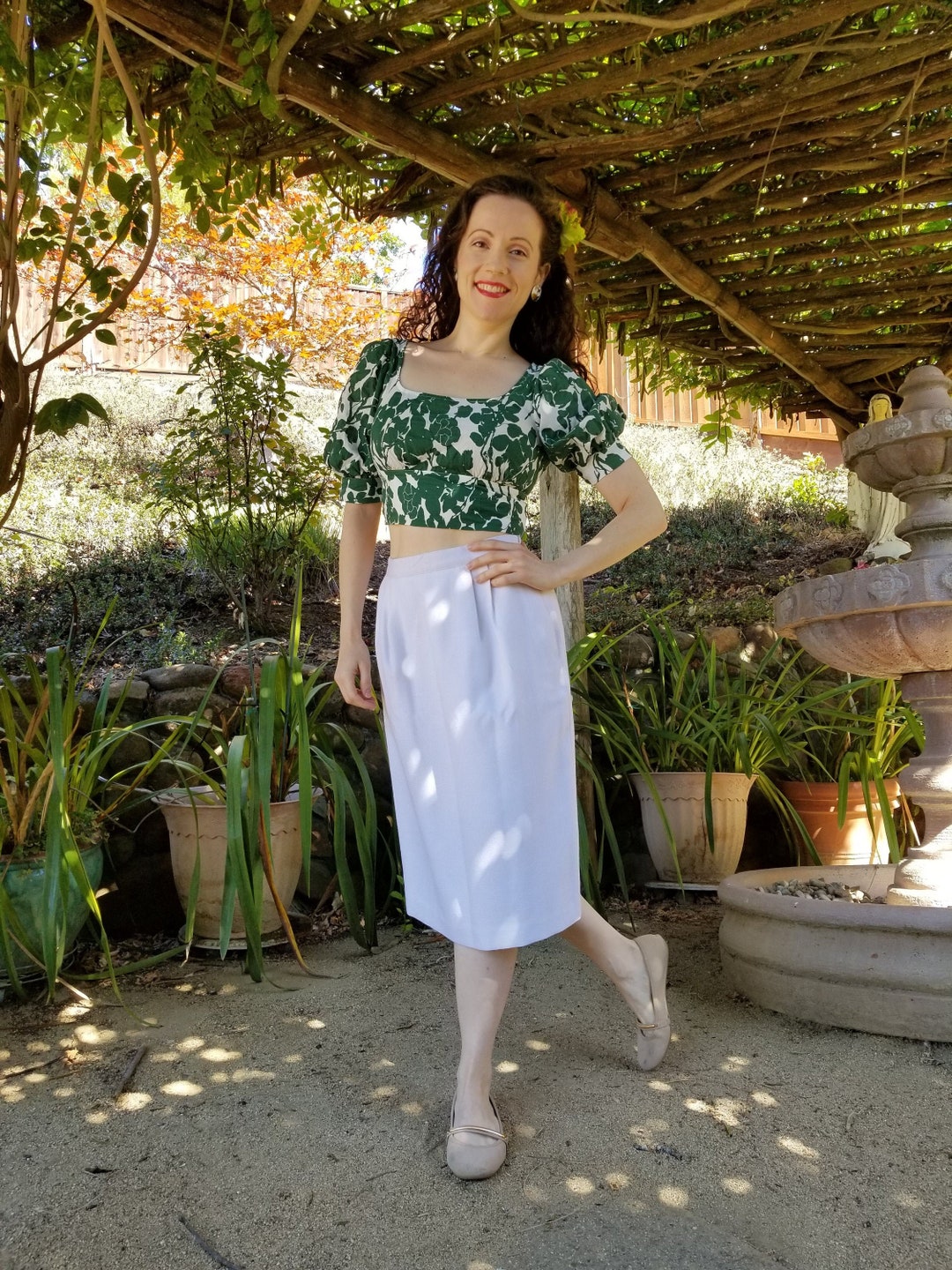 White Pencil Skirt // Vintage 1980s / Fully Lined / Polyester - Etsy