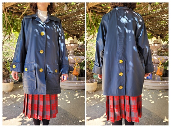 Navy Raincoat // Vintage 1980s / Givenchy Nouvell… - image 5