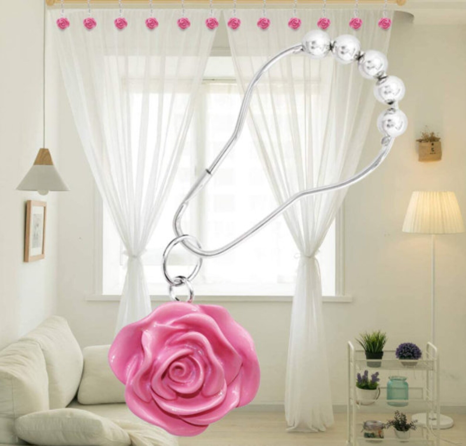 12PCS Shower Curtain Hooks Rings for Bathroom Decorative Rose Etsy