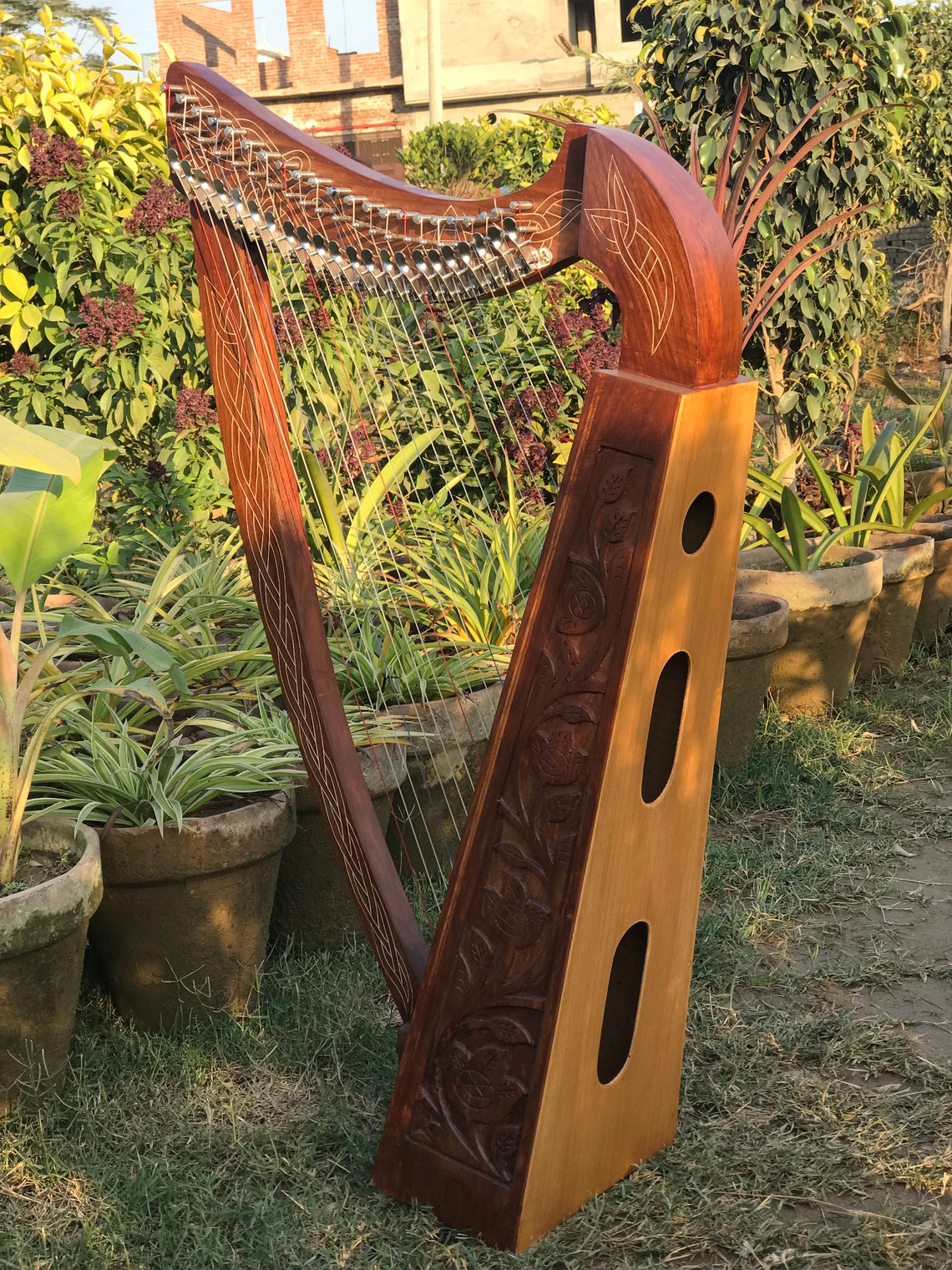 22 String Harp SOLID ROSEWOOD Extra Strings & Carrying Case Etsy