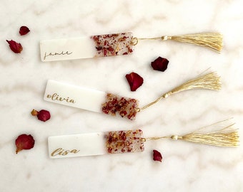 Personalized Resin Bookmark - Handmade - Book Accessories/Gift - Custom - Real Flowers/Rose Petals