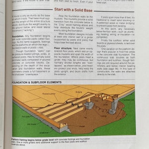 May include: Diagram illustrating the foundation and subfloor elements of a house. The diagram shows the foundation walls, floor joists, bridging, plywood subfloor, and other components. The text "Foundation & Subfloor Elements" is at the top of the diagram.