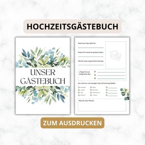 Gästebuchkarten mit Fragen, Hochzeit Gästebuch zum Ausdrucken