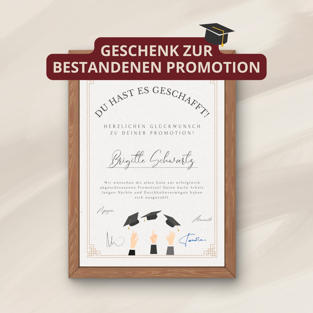 Geschenke Zur Promotion Dr Rer Nat Geschenk zur Promotion, personalisiertes Geschenk zur bestandenen
