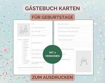 Birthday guestbook (German), A4 format, instant download, print at home