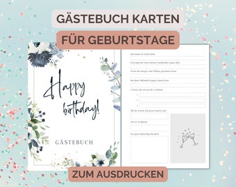 Birthday guestbook (German), A4 format, instant download, print at home