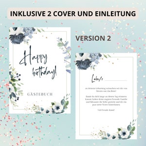 Birthday guestbook German, A4 format, instant download, print at home image 5