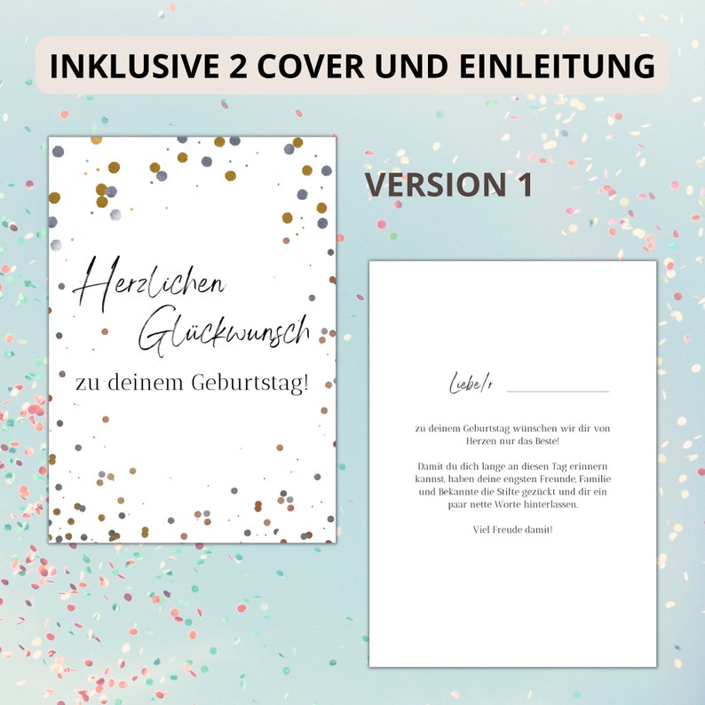 Birthday guestbook German, A4 format, instant download, print at home image 4