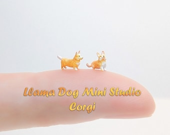 Corgi Micro Miniature (5,5 mm - 7/32") | Figurka malowana ręcznie | Diorama Biżuteria, kąciki książkowe, rękodzieło dla psów +