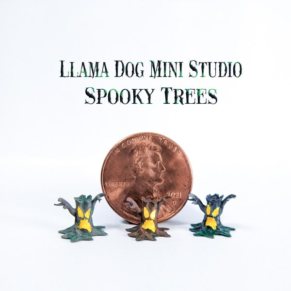 Spooky Trees Hand painted Miniatures - Micro Figurines for Jewelry, Diorama's, Resin, Train Sets, Book Nook's Inclusions, and more!