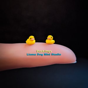 2 Hand Painted Miniature Ducklings - Micro Figurines for Jewelry, Diorama&#39;s, Resin, Train Sets, Book Nook&#39;s, Dice and more!