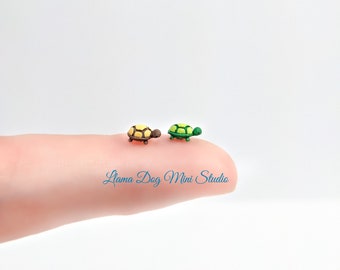 1 Hand Painted Micro Turtle - Miniature figurines for Jewelry, Diorama's, Resin, Train Sets, Book Nook's, and more!