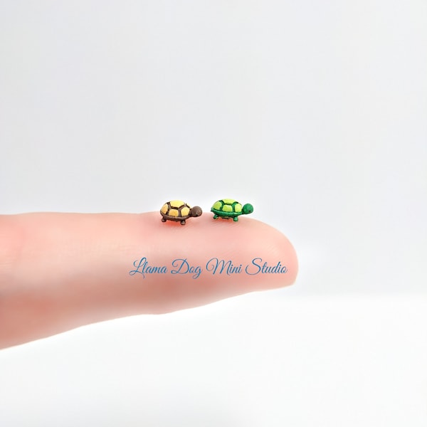 1 Hand Painted Micro Turtle - Miniature figurines for Jewelry, Diorama's, Resin, Train Sets, Book Nook's, and more!