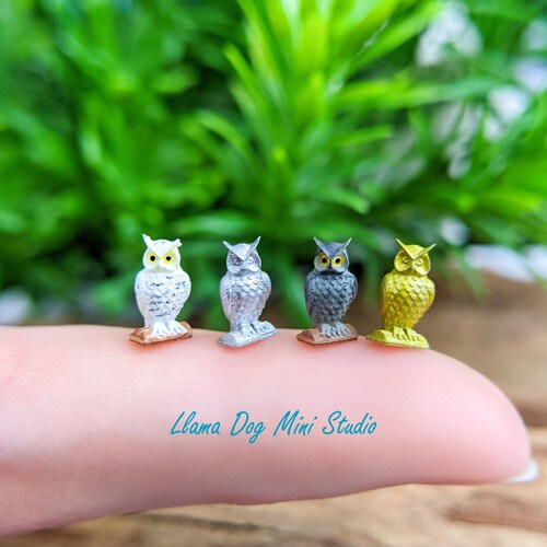 1 Hand Painted Micro Owl Figurine - Miniature Figurines great for Diorama's, Resin, Train Sets, Miniature Terrariums, Book Nook's, and more!