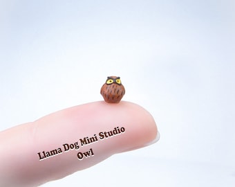 Mikrofigurka sowy (długość 5 mm - 3/16 cala) | Malowana ręcznie | Diorama, kąciki książkowe, rękodzieło leśne +