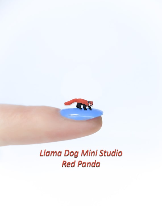 Micro Red Panda Figurine | Hand-Painted Miniatures for Diorama Jewelry, Train Sets, Book Nooks & Crafts