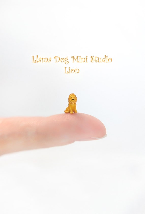 Lion Micro Figurine (7mm long - 1/4") | Hand-Painted | Diorama Jewelry, Book Nooks, Safari Crafts +