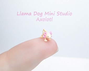 Axolotl Micro Miniature (9.5mm - 3/8") | Hand-Painted | Diorama Jewelry, Book Nooks, Ocean Crafts +