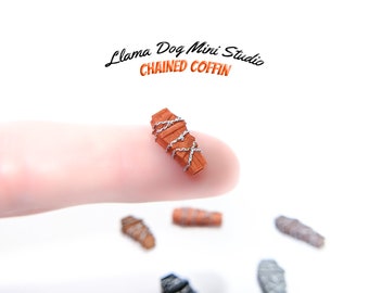 Micro Chained Coffin - Miniature Figurines for Jewelry, Diorama&#39;s, Resin, Train Sets, Book Nook&#39;s, and more!