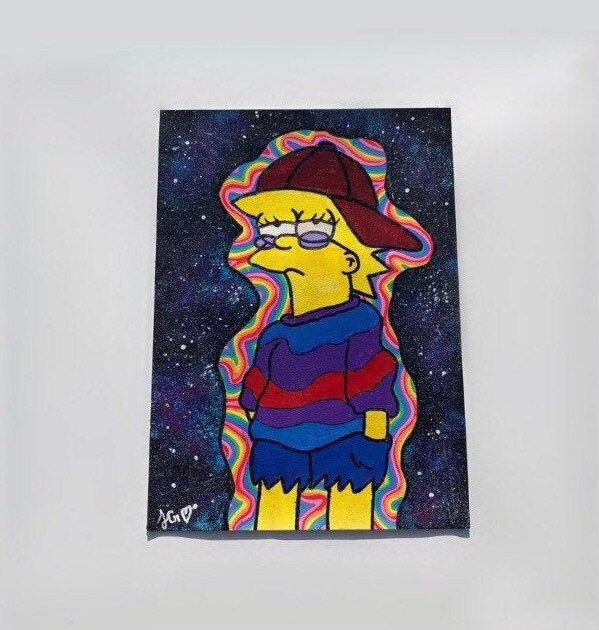 Trippy Hippie Lisa Simpson Art Room Decor Trippy Art Etsy Denmark