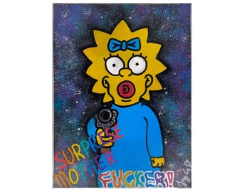 Trippy Lisa Art – Hand-Painted Simpsons Canvas 9.5x7”
