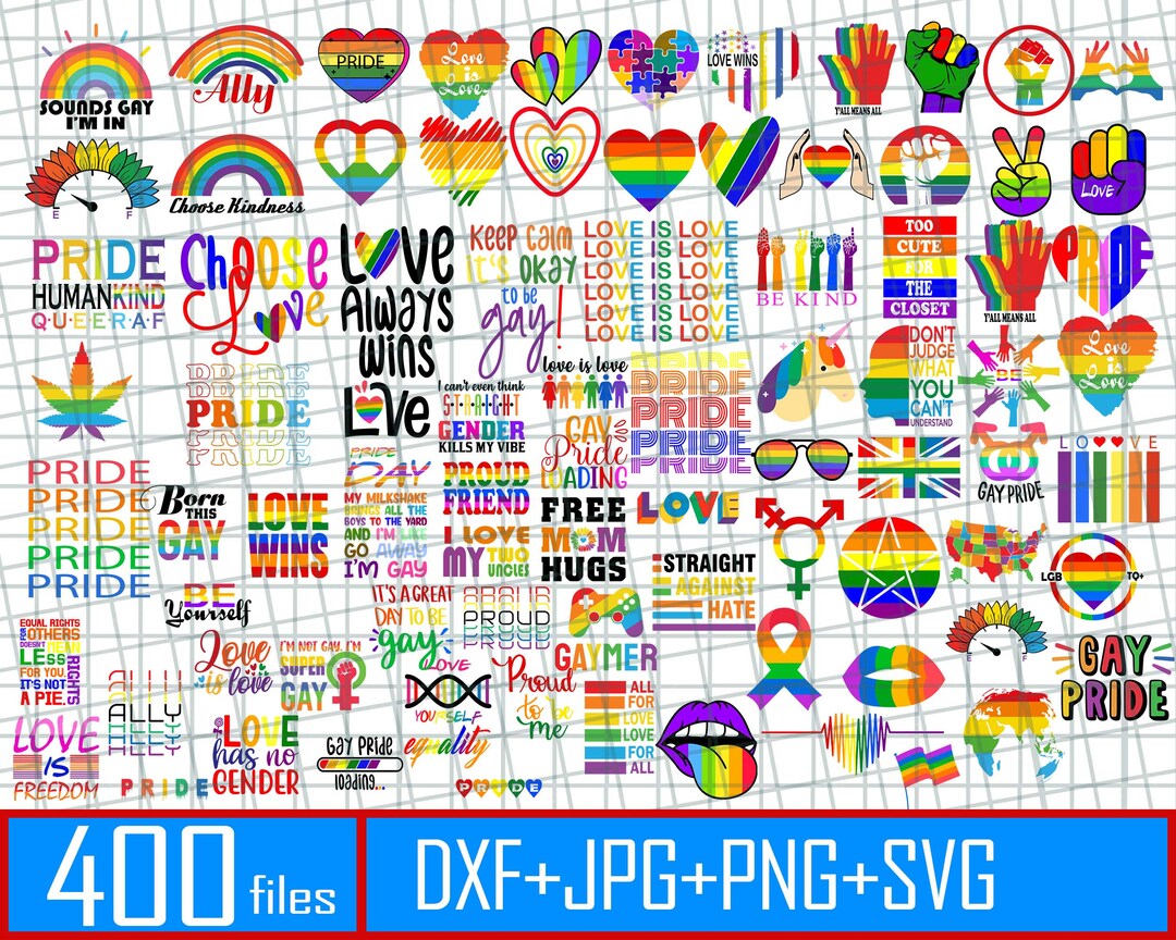 400 Files LGBTQ Svg Png, LGBT Svg Bundle, Pride Month, Gay Pride Svg ...