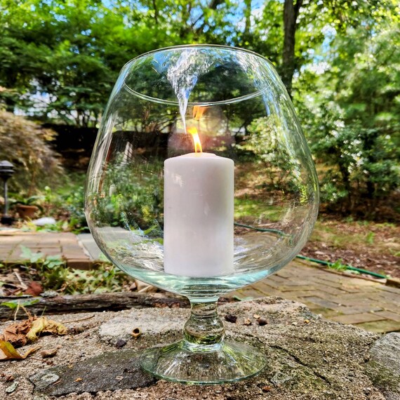 Clear Glass Hurricane Candle Holder. Pillar Candle Lamp Hand Etsy