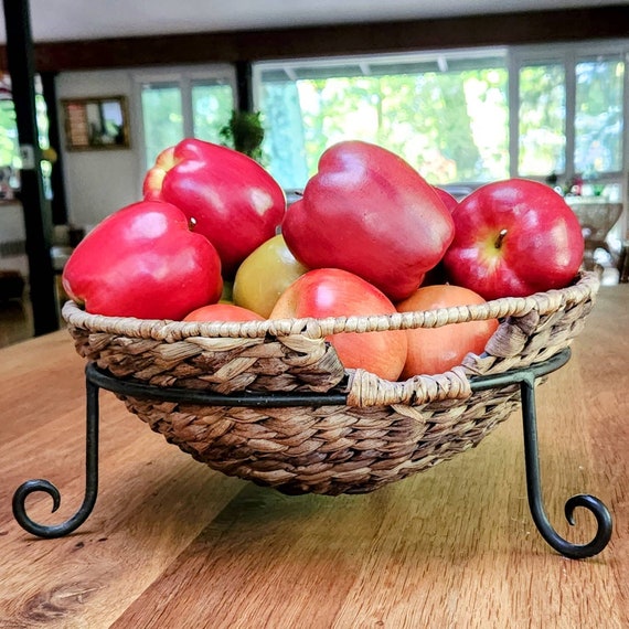 Vintage Woven Basket Footed Lovely Centerpiece Basket Bowl. Etsy