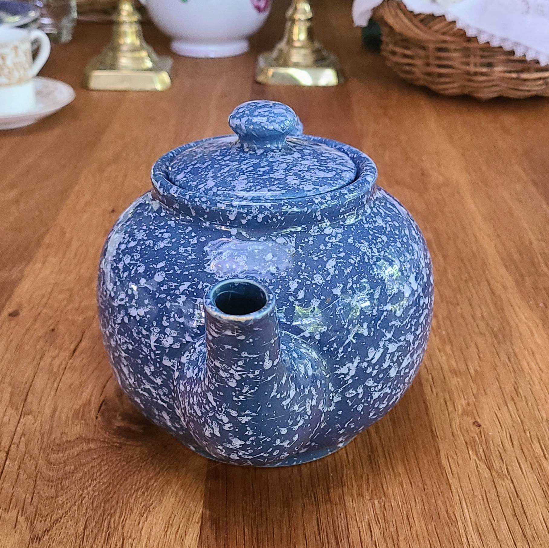 Modern Farmhouse Blue Speckled Teapot Vintage. Ceramic Teapot Etsy