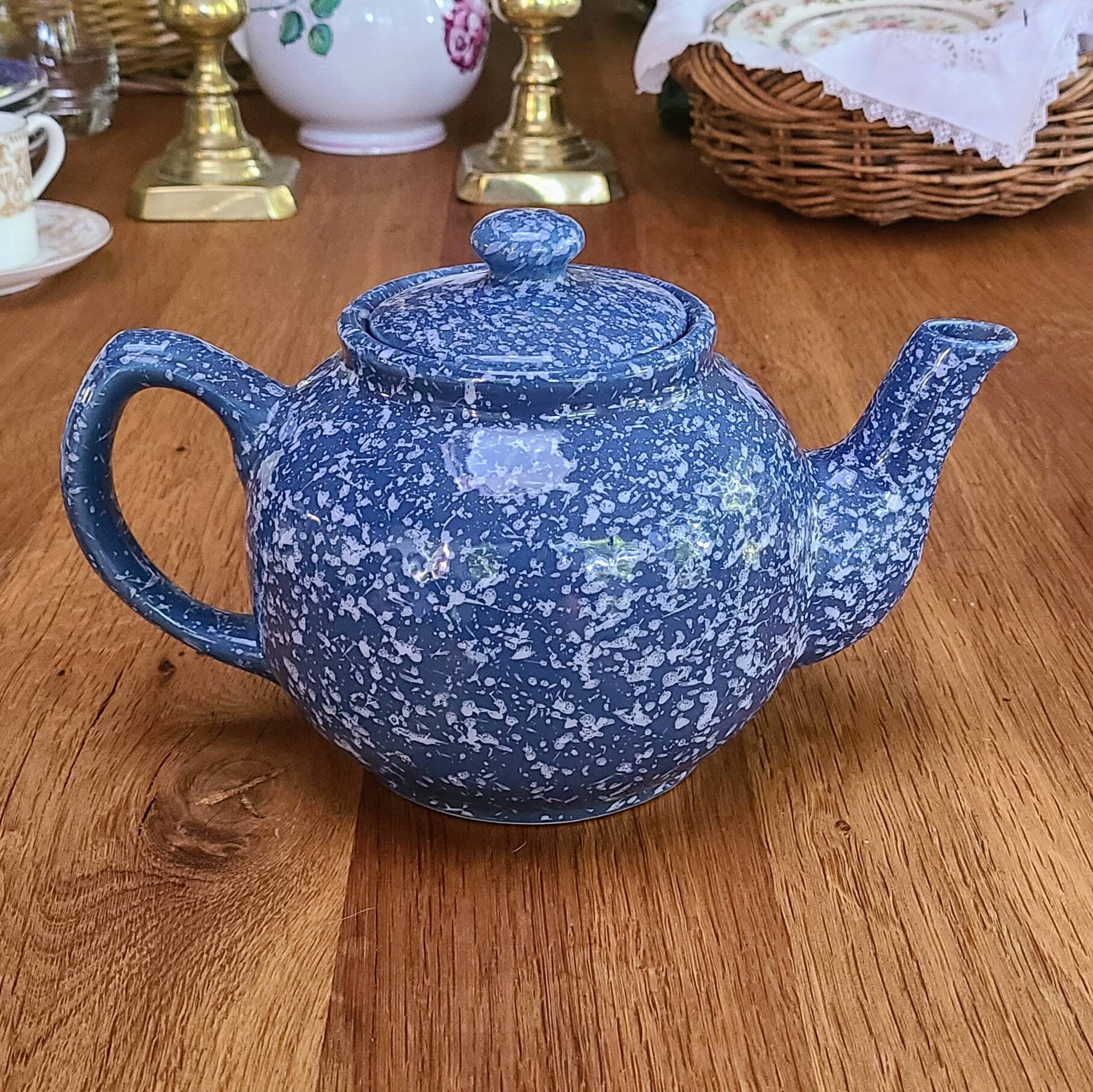 Modern Farmhouse Blue Speckled Teapot Vintage. Ceramic Teapot Etsy