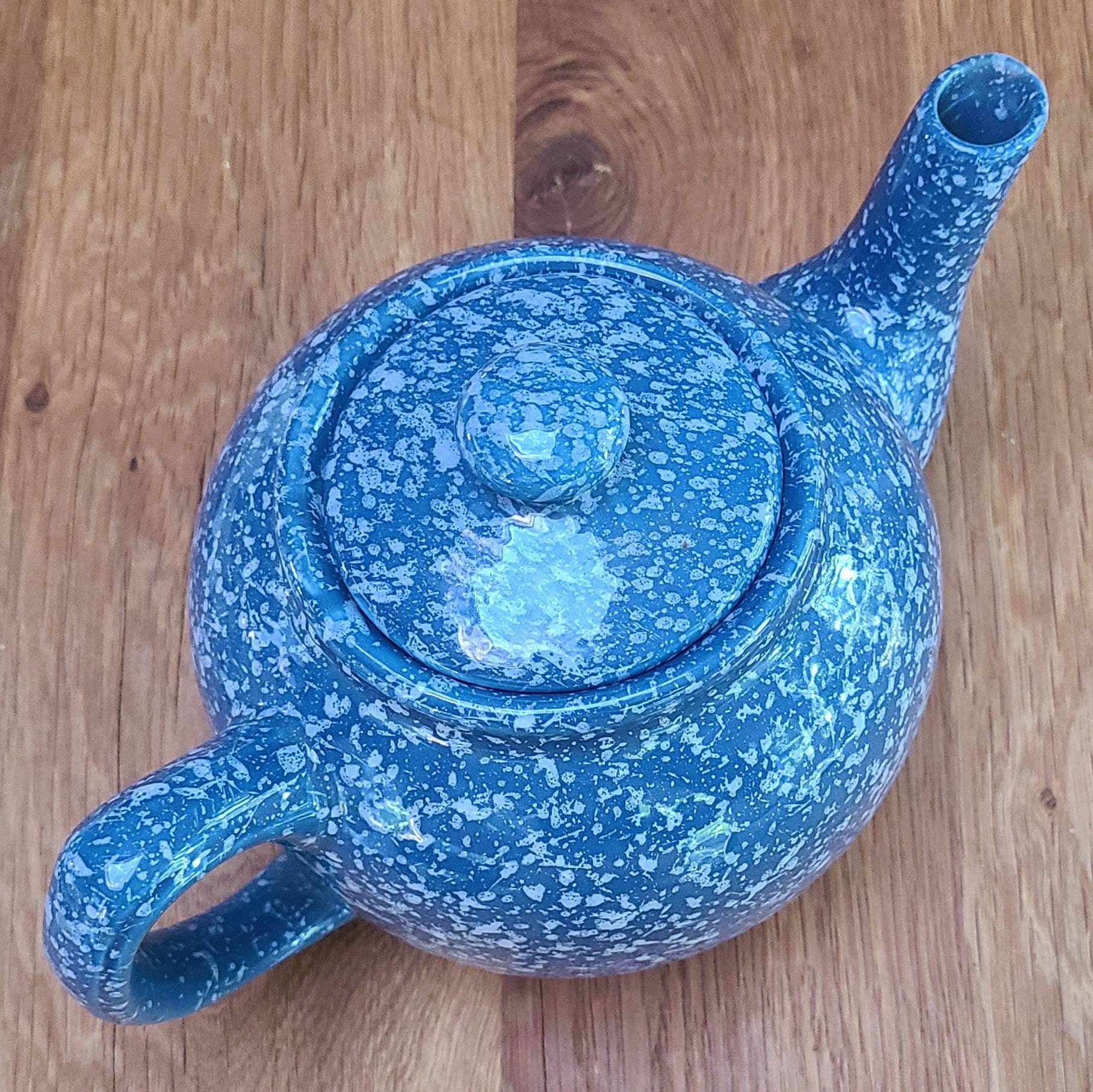 Modern Farmhouse Blue Speckled Teapot Vintage. Ceramic Teapot Etsy