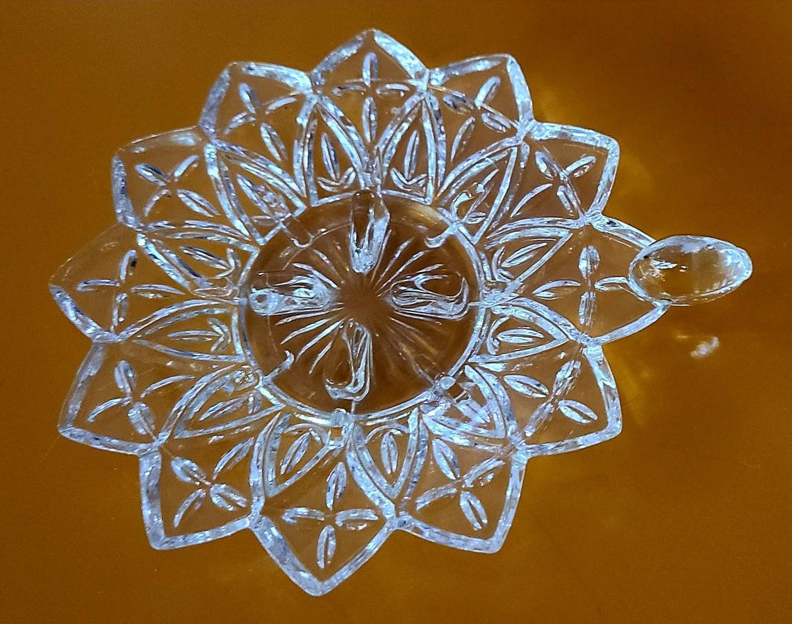 Grandmillenial cut Glass flower Petal Candle Holder. Etsy