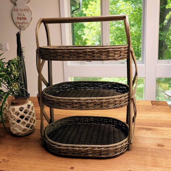 Rattan Basket Tower Etsy