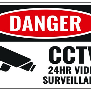 CCTV Danger Indoor/Outdoor Safety Sign 5 pack 18&quot;Wx 12&quot;H 4mm corrugated plastic