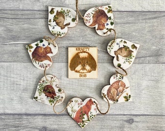Woodland Animal Bunting, Wooden Forest Animal Garland, Autumn Wall Decor, Cottagecore Gifts for Fall