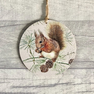 Winter Squirrel Decoration, Woodland Animal Ornament, Nature Themed Wall Decor, Christmas Squirrel Gifts