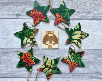 Emma Bridgewater Rowan Bunting, Wooden Rowan Garland, Christmas Gift for Emma Bridgewater Fan, Birthday Gift for Nature Lover, Yule Decor