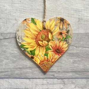 Sunflower Decoration, Wooden Autumn Floral Ornament, Nature Themed Wall Decor, Sunflower Gifts