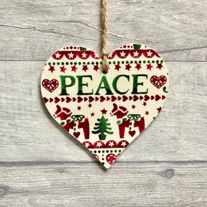 Emma Bridgewater Christmas Joy Decoration, Wooden Peace Ornament, Festive Religious Gifts