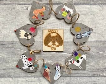 Dog Garland, Dog Bunting, Dog Gifts for Friend, Birthday Gift for Dog Lover, Teacher Gift for Dog Owner, Wooden Dog Decoration for Daughter