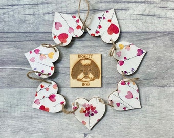 Heart Bunting, Heart Garland, 5th Anniversary Gift for Wife, Wooden Heart Decoration for Partner, Heart Decor for the Home