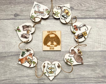 Woodland Animal Christmas Garland, Festive Bunting for Nature Lover, Winter Forest Animal Gifts