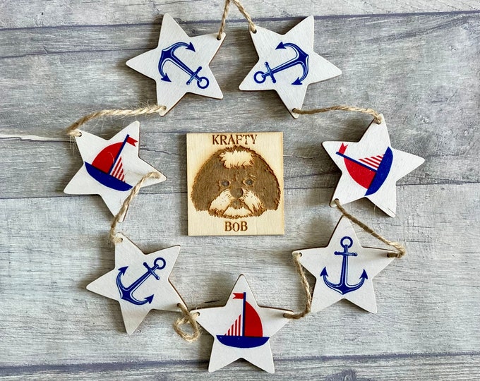 Nautical Garland, Nautical Bunting, Nautical Gift for Friend, Birthday Gift for Sea Lover, Fathers Day Gift for Sailor, Coastal Gift for Dad