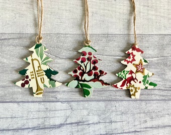Emma Bridgewater Christmas Tree Decorations, Festive Wooden Ornaments, Set of 3 Baubles