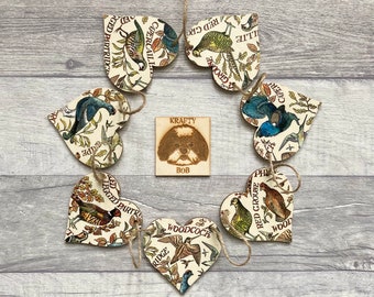 Emma Bridgewater Game Bird Garland, Wooden Heart Bunting for Farmer, Farmhouse Decor for Kitchen