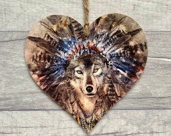 Wolf-Dekoration, Holz-Wolf-Geschenke für Freund, Geburtstagsgeschenk für Wolf-Liebhaber, Indianer-Dekor für Mama, Geistertier-Geschenk für Cowgirl
