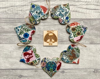Victorian Style Floral Garland, Wooden Animal Bunting, Botanical Gifts for Her Birthday