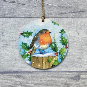 Robin Decoration, Wooden Robin Gifts for Her, Robin Ornament for Mum, Christmas Gift for Gardener, Bird Gifts for Friend, Robin Wall Art