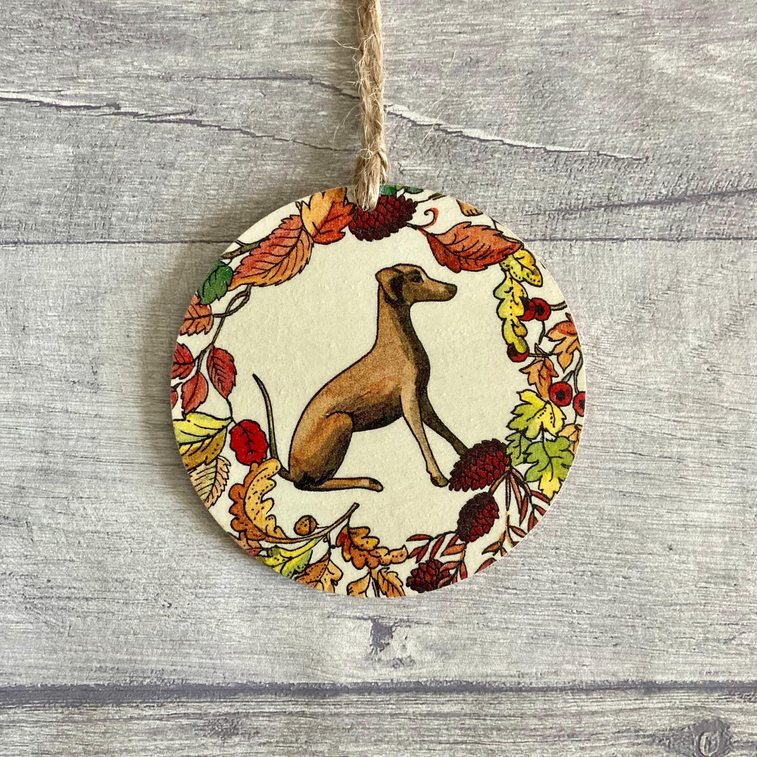 Autumn Greyhound Decoration, Emma Bridgewater Dog Ornament, Whippet Gifts