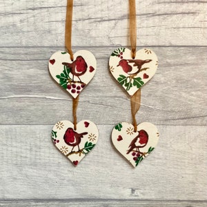 Emma Bridgewater Robin Decorations, Garden Bird Ornaments for Christmas Tree, Set of 4 Baubles